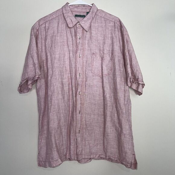 Cubavera Men Size XL Linen Cotton Blend Hawaiian Collard Shirt - Picture 1 of 10